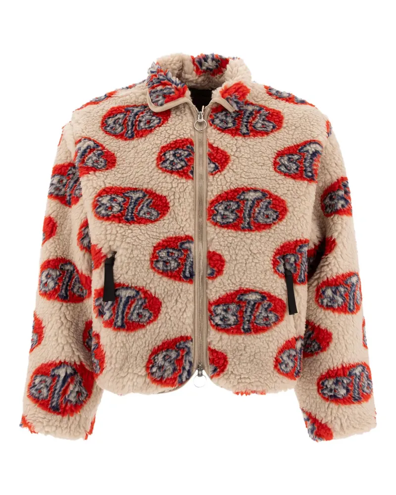 KAPITAL Fleecejacke mit Logo-Muster - Nude Nude