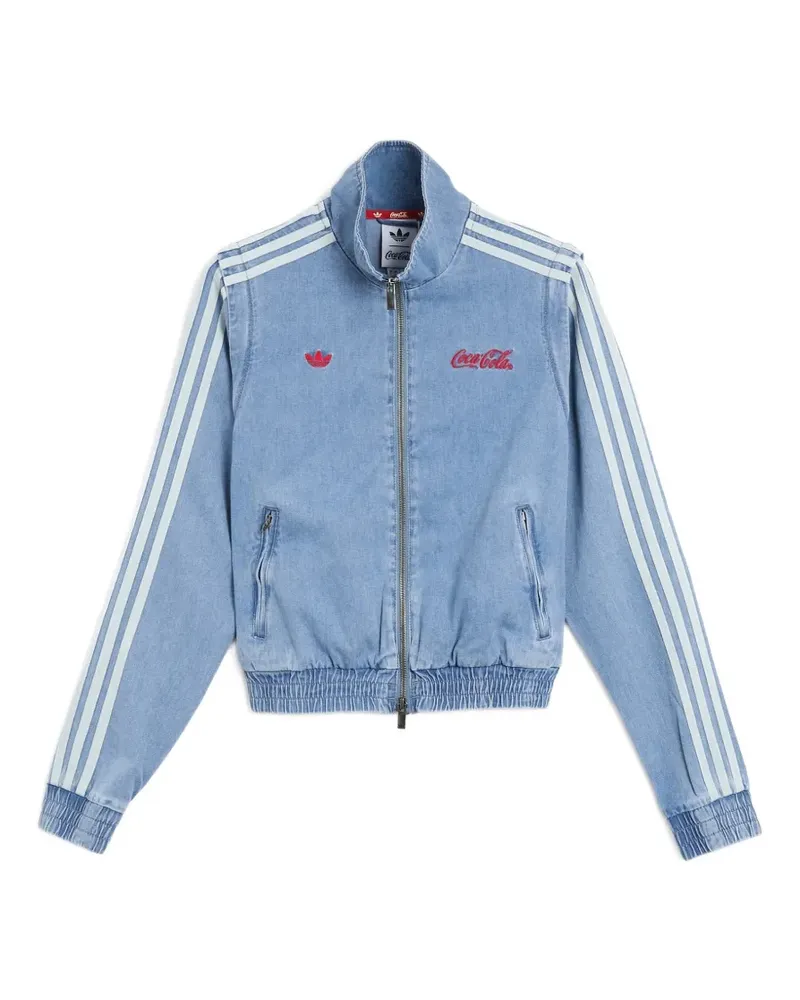adidas x Coca-Cola Firebird Reg Jeansjacke mit Logo - Blau Blau