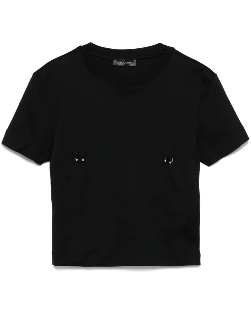 Thierry Mugler T-Shirt mit Piercing - Schwarz Schwarz