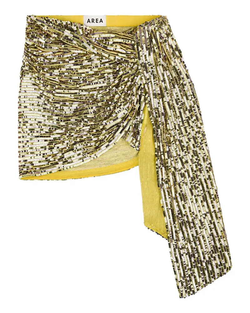 Area sequin-embellished wrapped skirt - Gold Gold