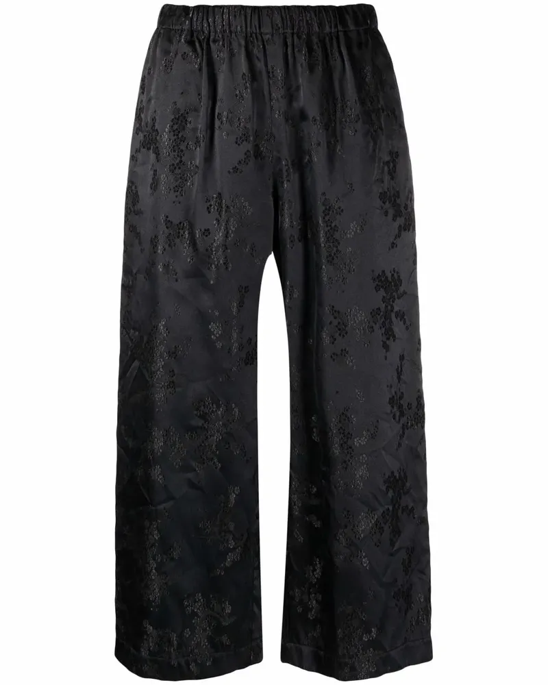 Comme des Garçons Cropped-Hose aus floralem Jacquard - Schwarz Schwarz