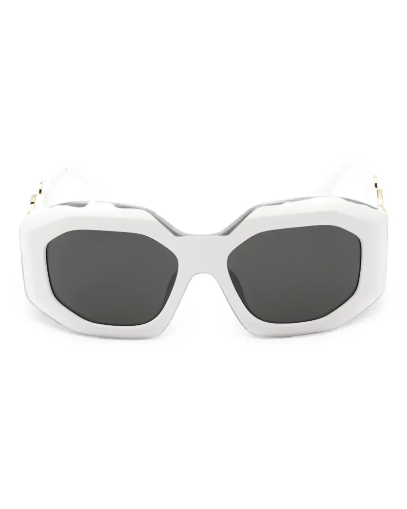 Versace Sonnenbrille mit geometrischem Gestell - Weiß Weiß