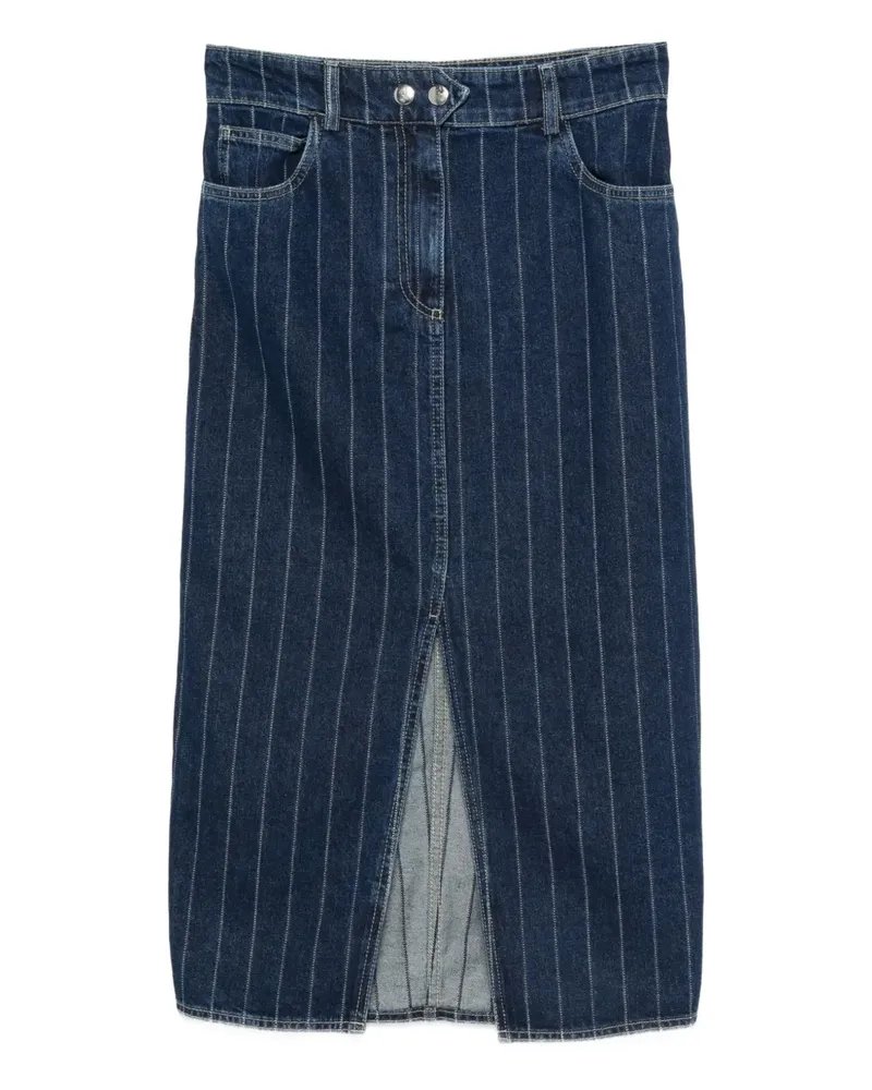 ba&sh Jeans-Midirock mit Nadelstreifen - Blau Blau