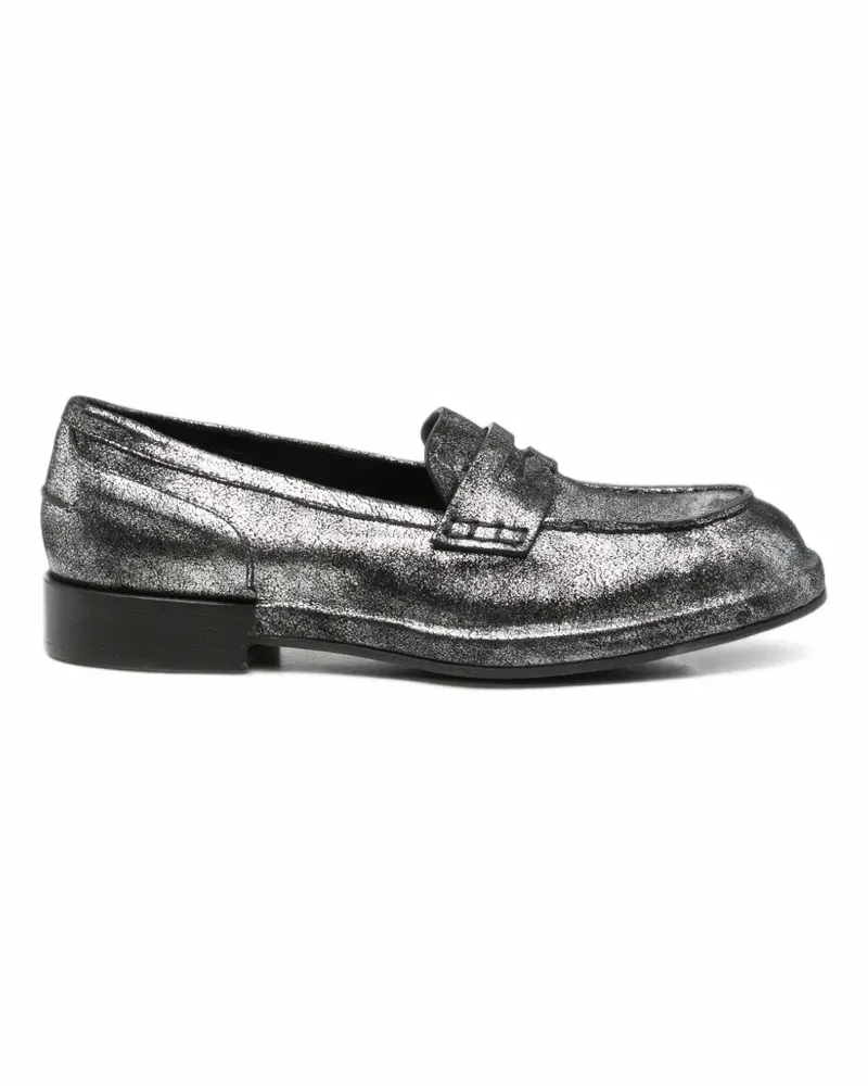 Roberto del Carlo Penny-Loafer mit Riss-Effekt - Silber Silber