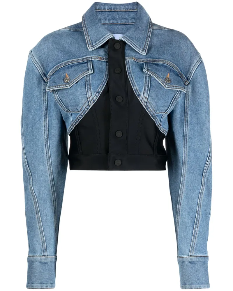 Thierry Mugler Jeansjacke mit Einsätzen Blau