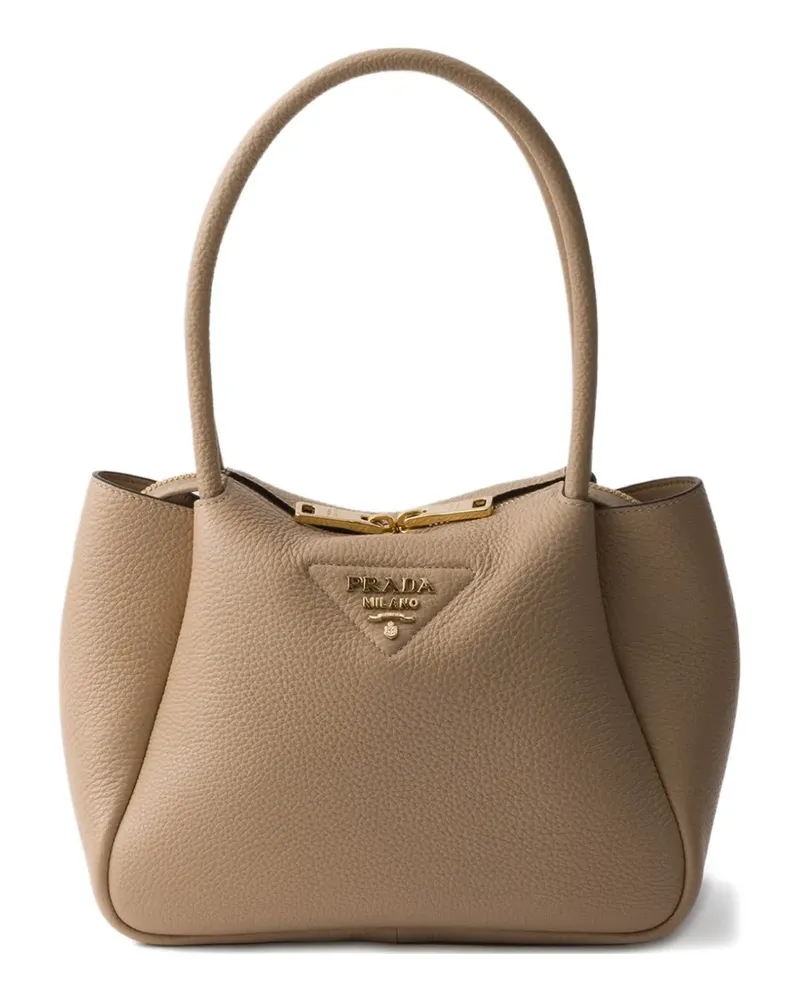 Prada small logo-lettering tote bag - Nude Nude