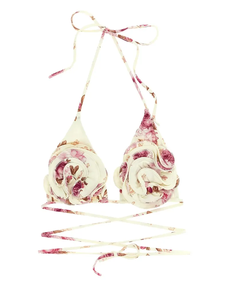 Magda Butrym floral-print bikini top - Nude Nude