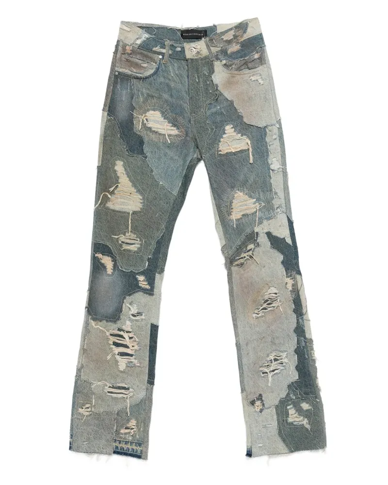 WHO DECIDES WAR distressed patchwork jeans - Blau Blau