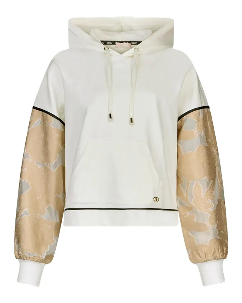 Liu Jo floral-jacquard panelled hoodie - Weiß Weiß