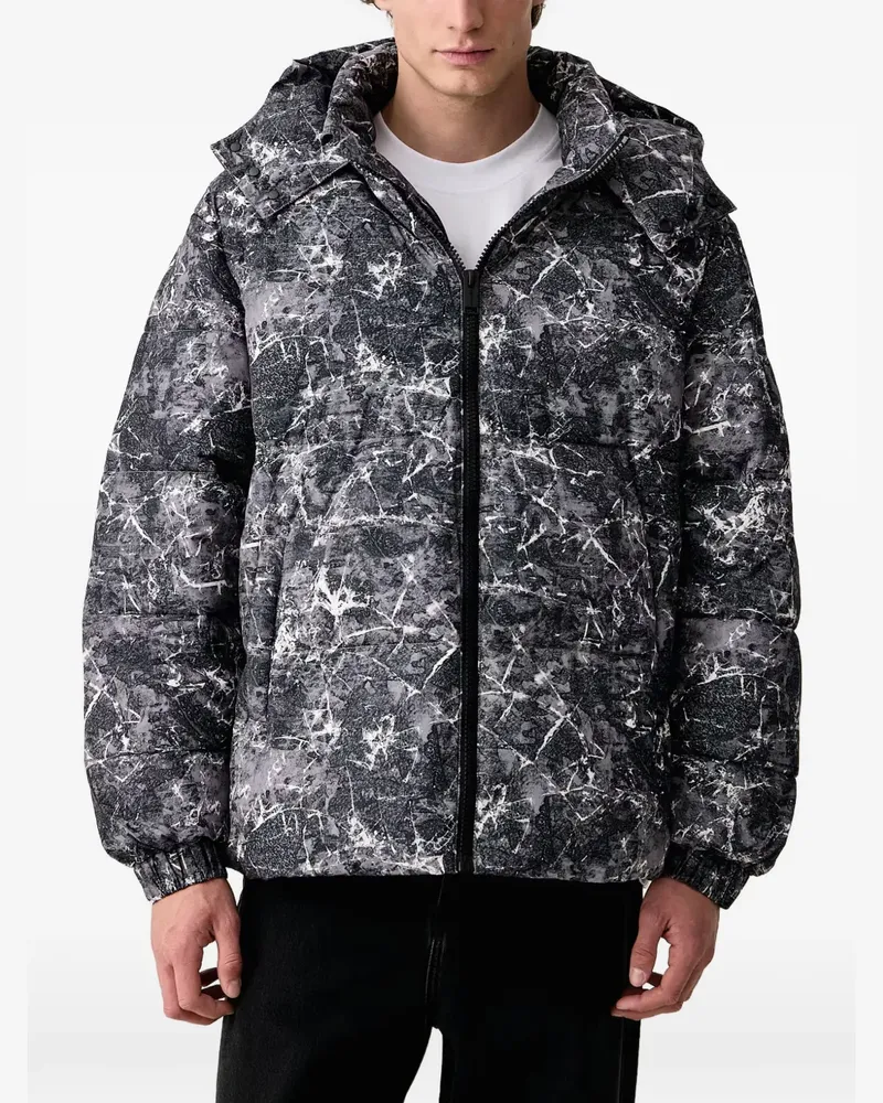 Karl Lagerfeld marble-print hooded jacket - Schwarz Schwarz
