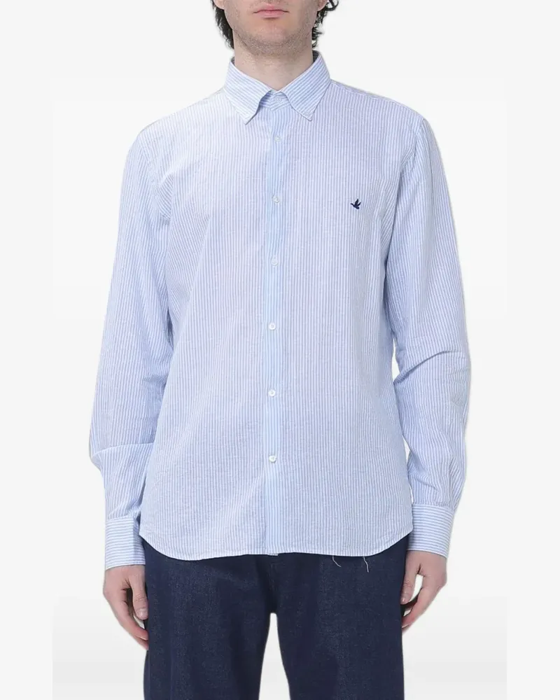 Brooksfield Gestreiftes Hemd aus Leinen - Blau Blau