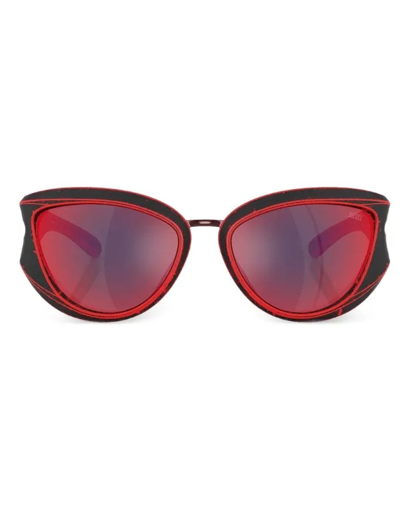 Diesel Cat-Eye-Sonnenbrille mit Cut-Outs - Schwarz Schwarz