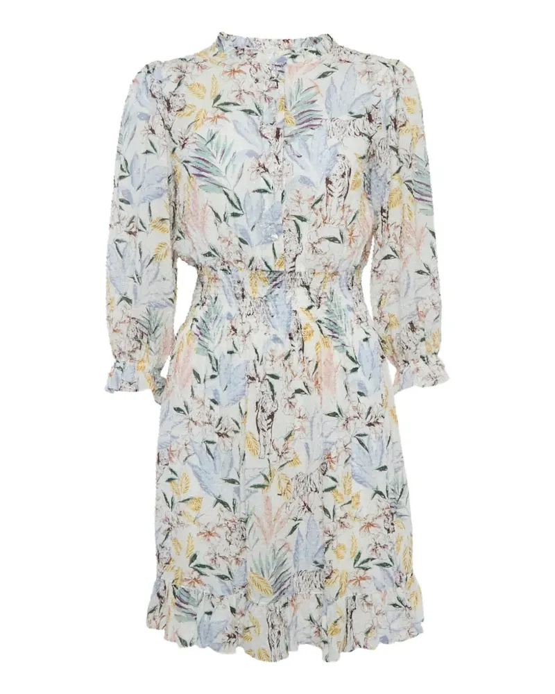 Maje floral-print ruffled mini dress - Weiß Weiß