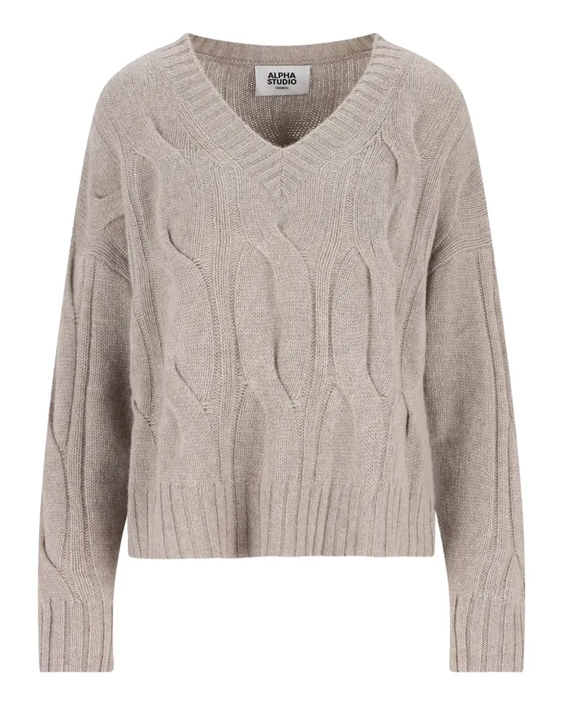 Alpha Studio Pullover mit Zopfmuster - Nude Nude