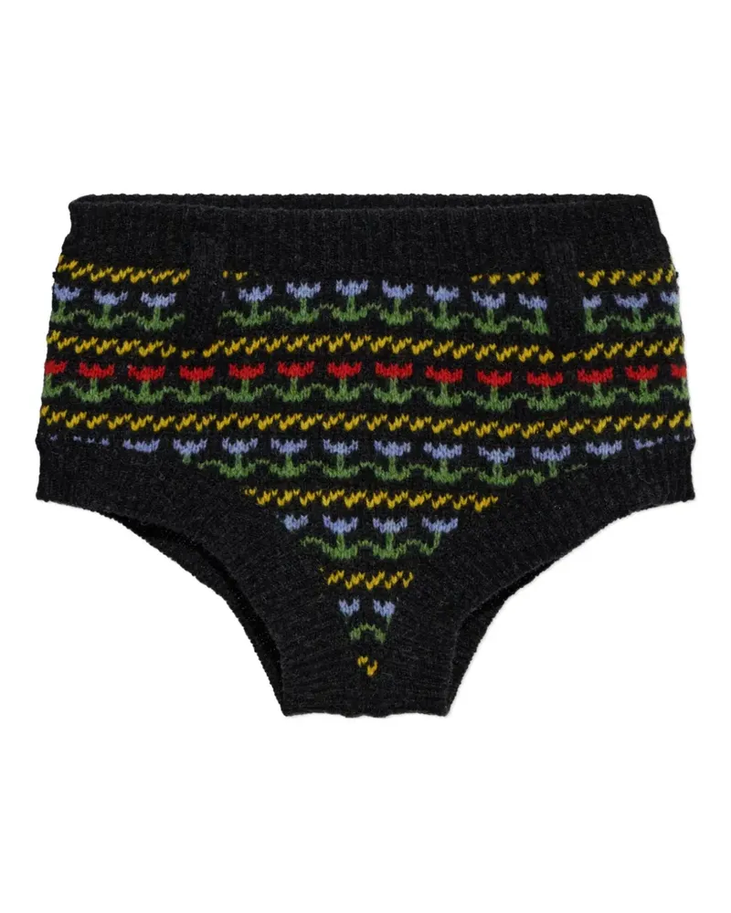 Marni floral-pattern wool mini shorts - Schwarz Schwarz