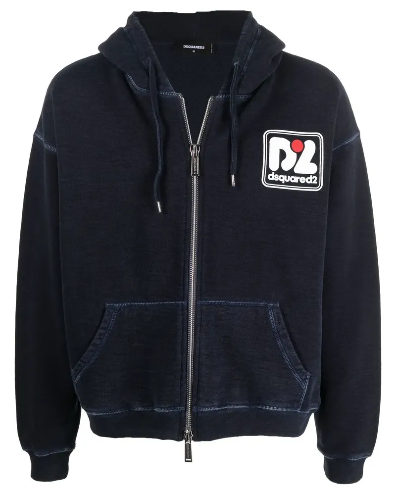 Dsquared2 Kapuzenjacke mit Logo-Print - Blau Blau