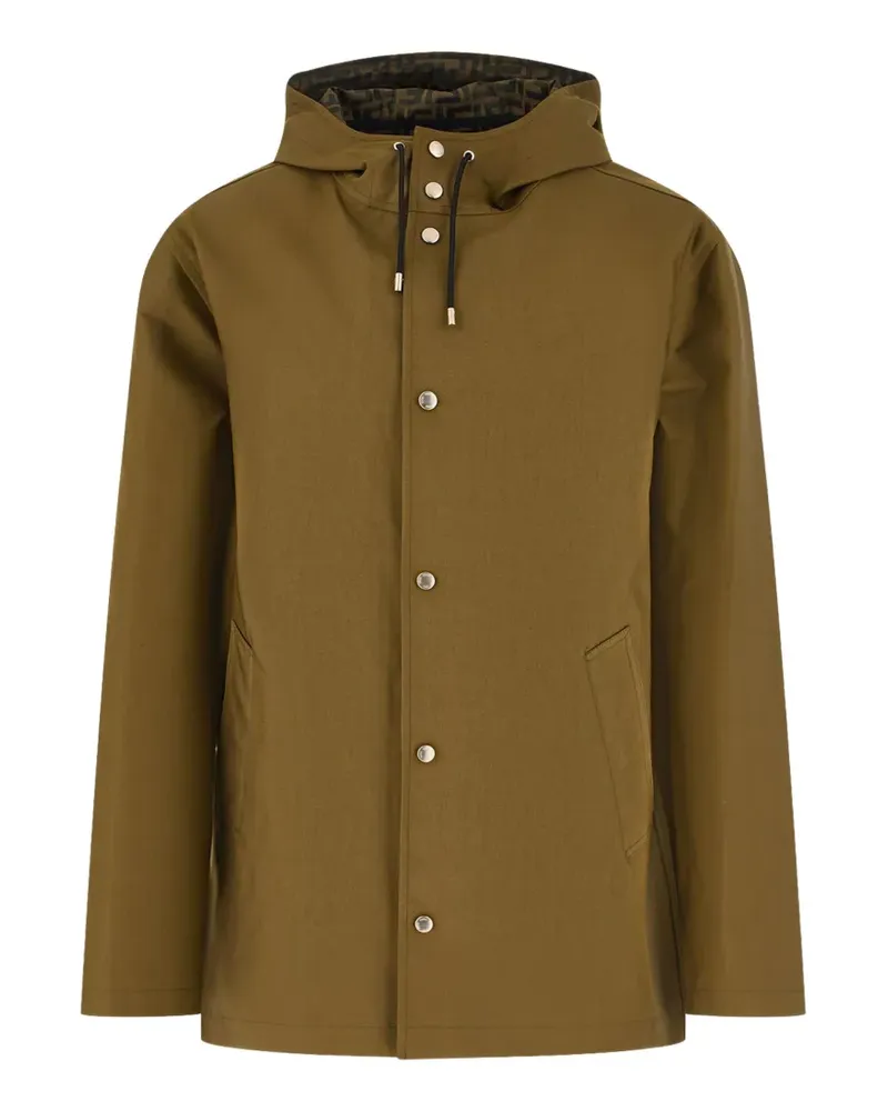 Fendi logo-print parka - Grün Grün