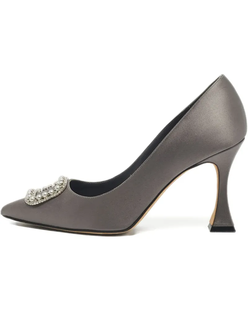 Manolo Blahnik Fabeta Pumps aus Satin - Grau Grau