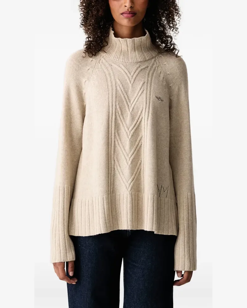 Aeronautica Militare cable-knit high-neck sweater - Nude Nude