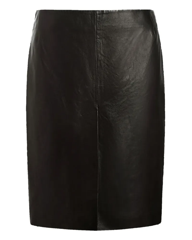 12 STOREEZ Lederrock mit Schlitz - Schwarz Schwarz