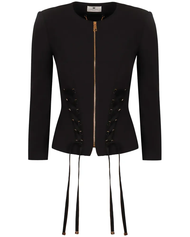 Elisabetta Franchi Jacke aus Krepp mit Schnürung - Schwarz Schwarz
