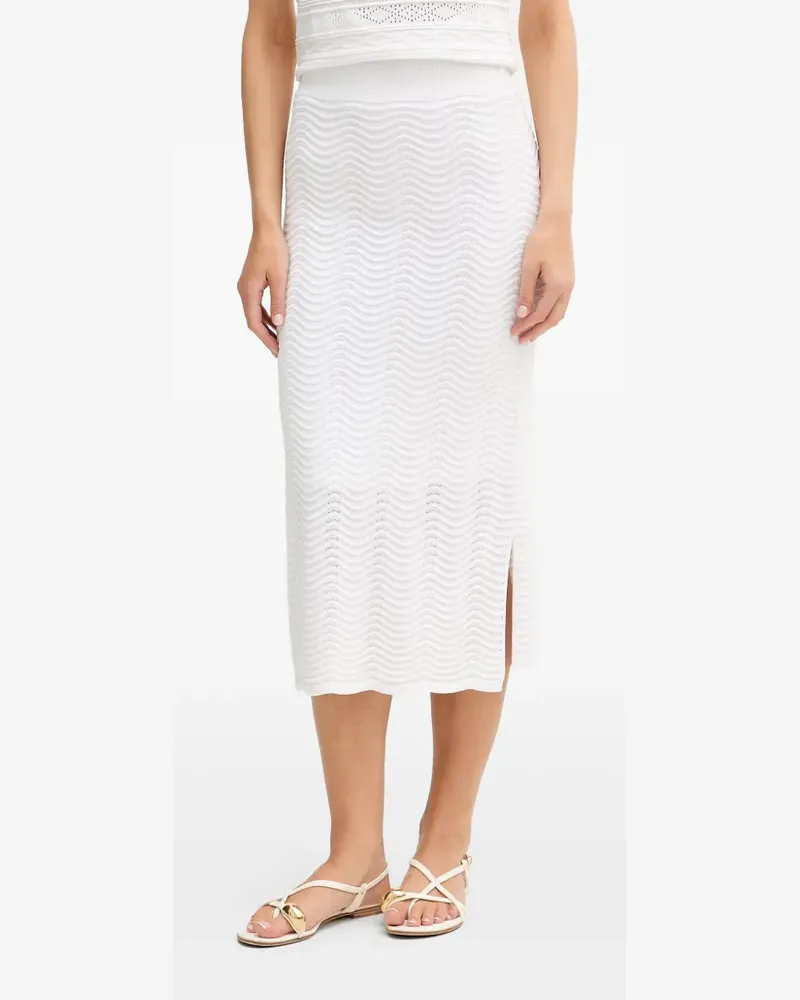 Joseph Ribkoff chevron-knit side-slit midi skirt - Weiß Weiß