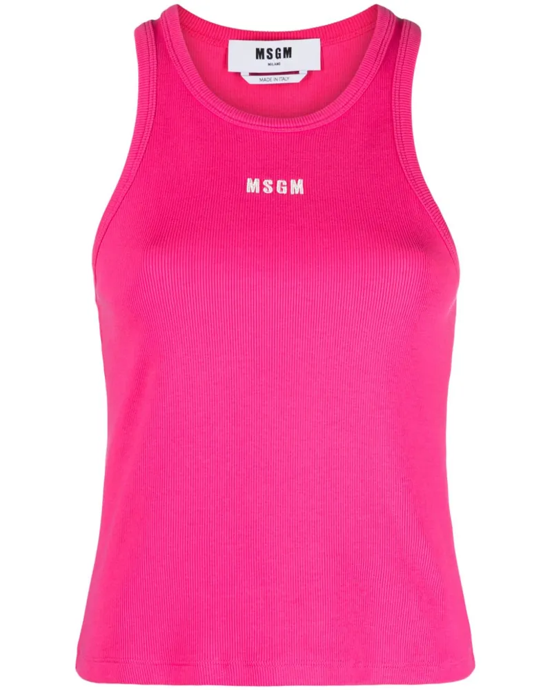 MSGM Geripptes Oberteil mit Logo - Rosa Rosa