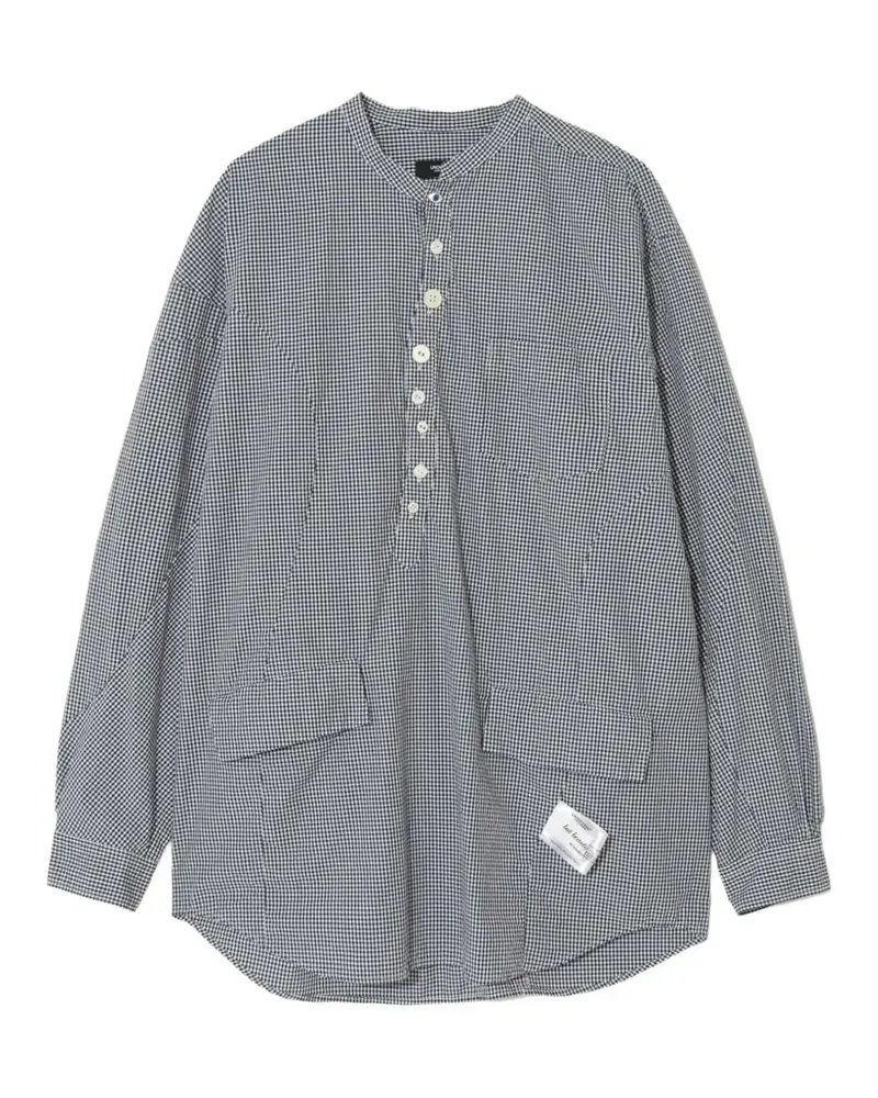 Undercover gingham-check band-collar shirt - Blau Blau