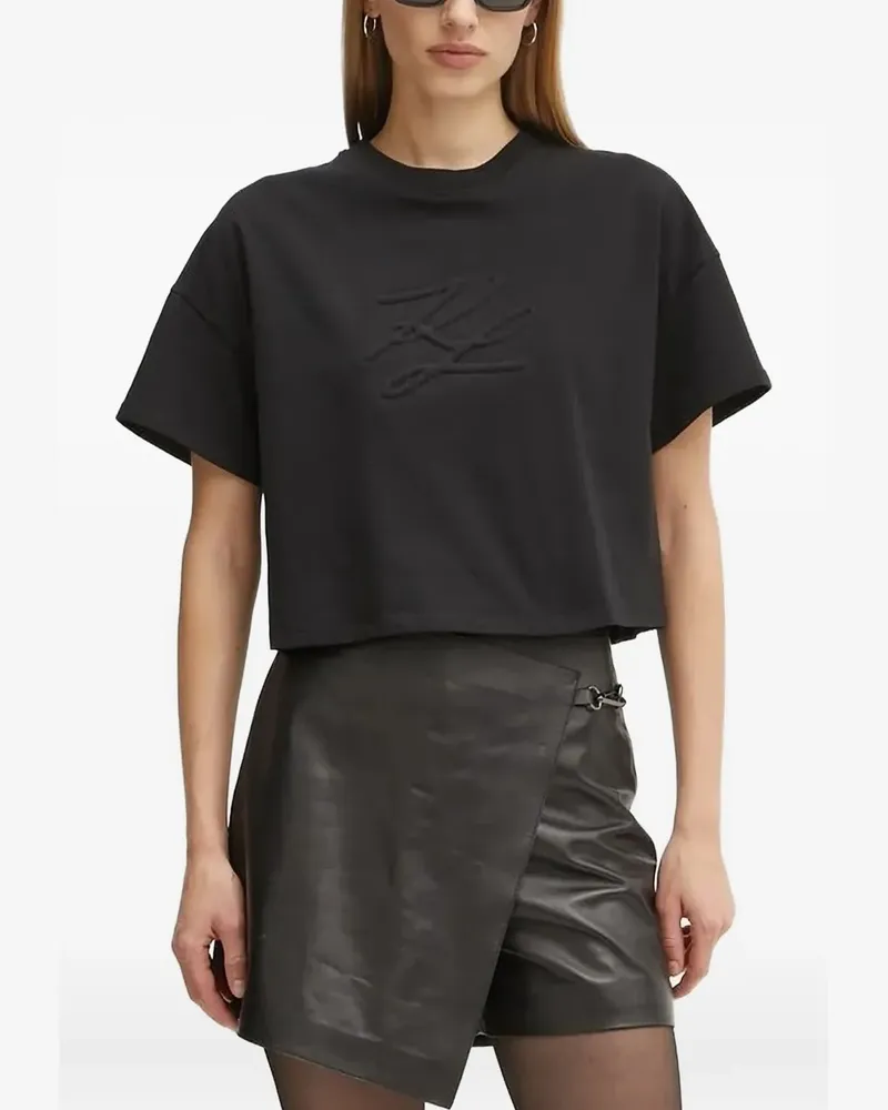 Karl Lagerfeld T-Shirt mit Logo-Prägung - Schwarz Schwarz