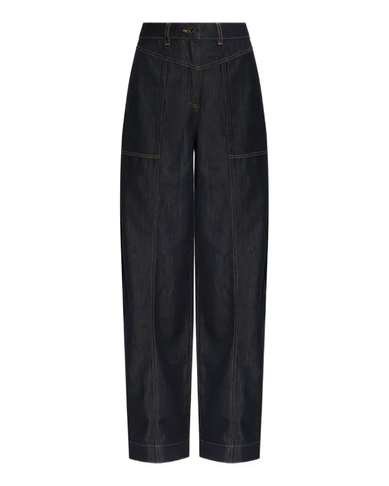 Self-Portrait Weite Jeans mit Kontrastnähten - Blau Blau