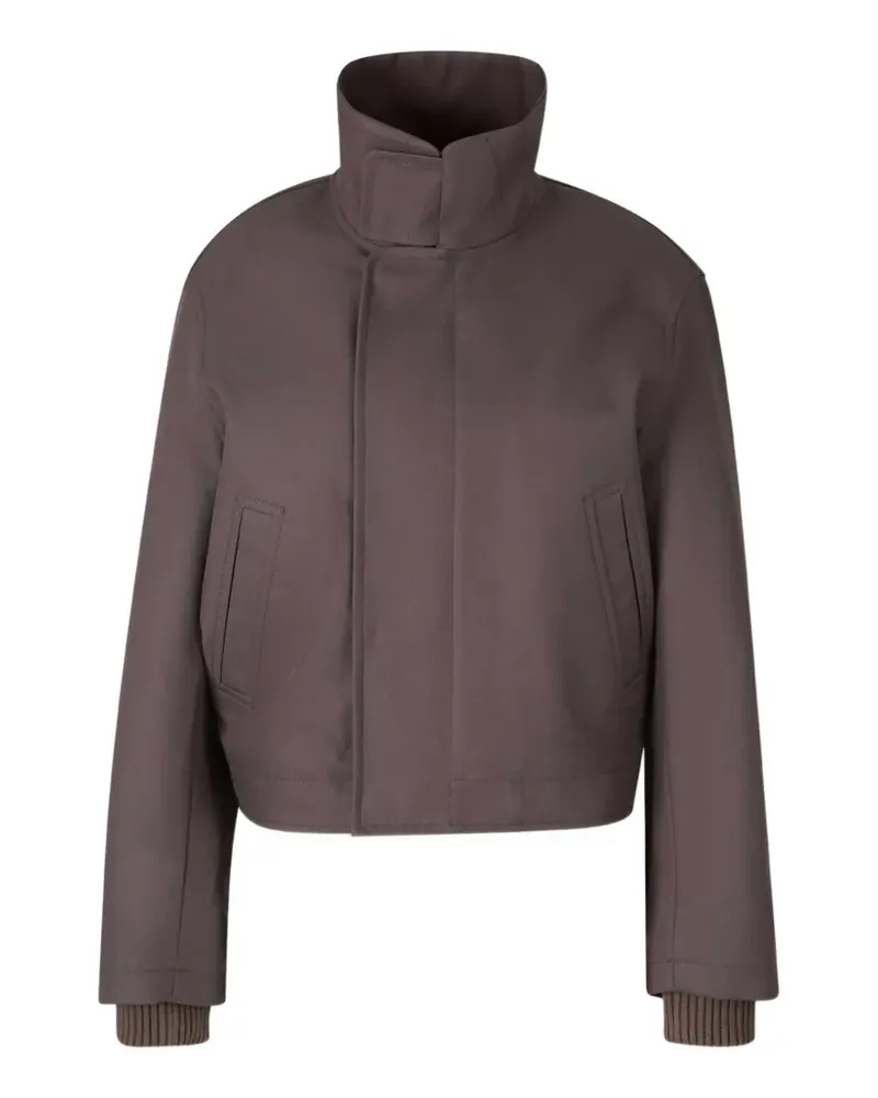 Victoria Beckham high-neck ribbed-trim jacket - Braun Braun