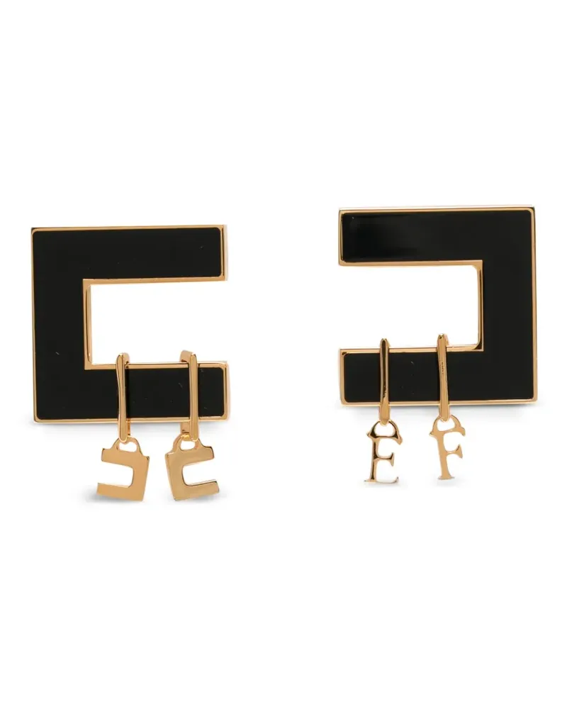 Elisabetta Franchi logo-pendant geometric earrings - Gold Gold