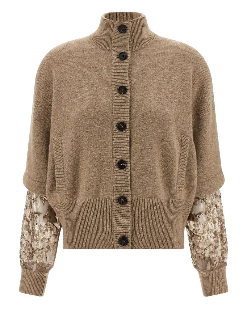 Brunello Cucinelli sequin-embellished cashmere cardigan - Nude Nude