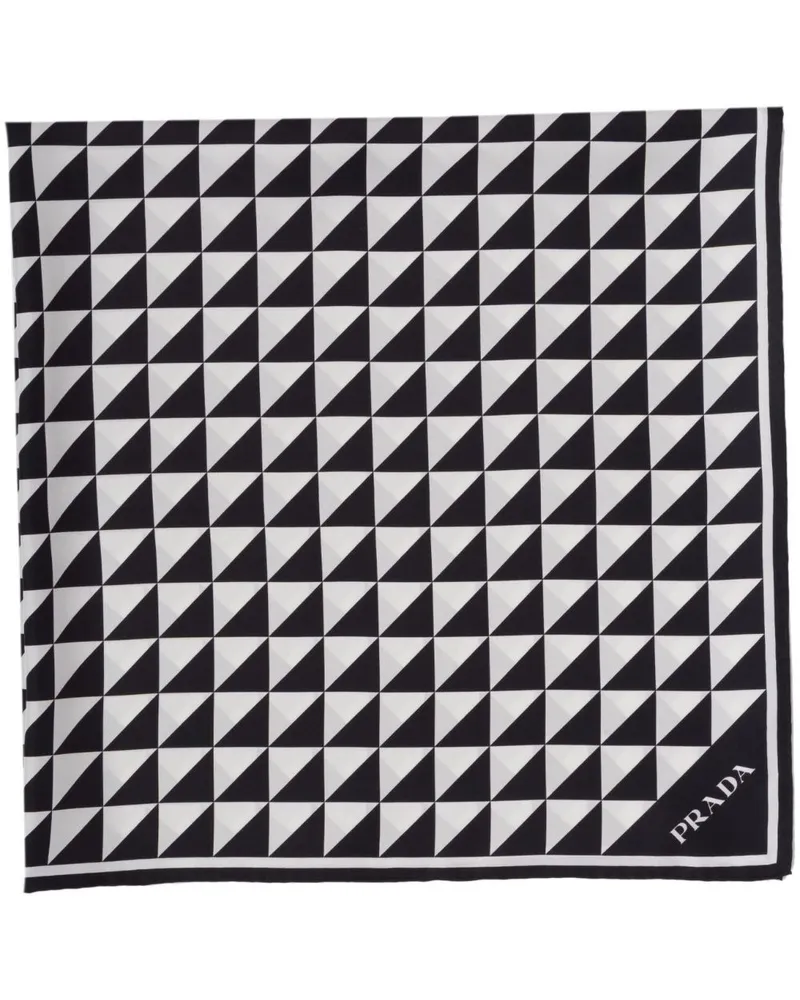 Prada Seidenschal mit Logo - Schwarz Schwarz