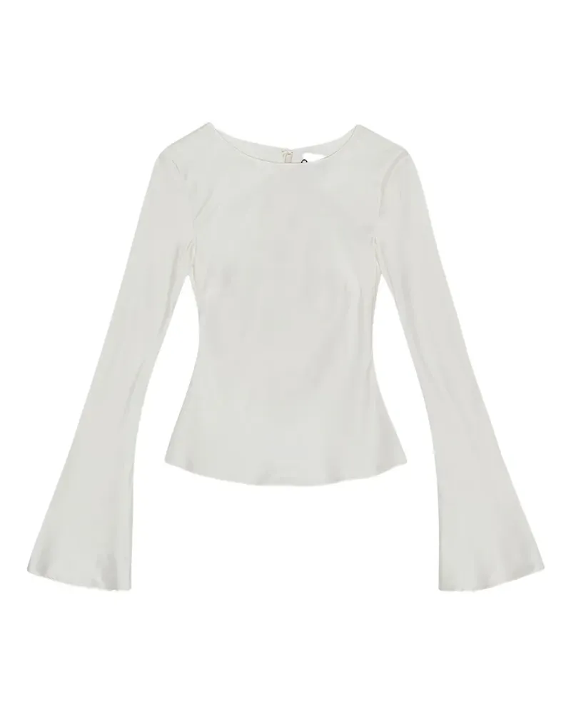 Ganni Klassische Satinbluse - Weiß Weiß