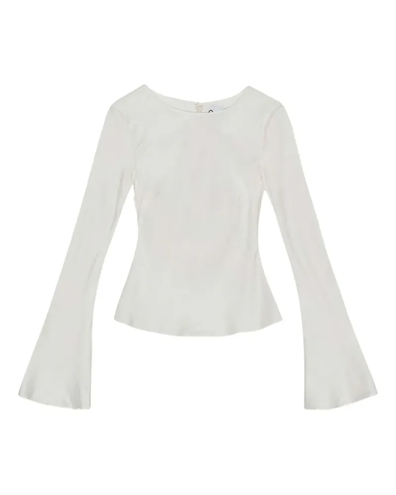 Ganni Klassische Satinbluse - Weiß Weiß