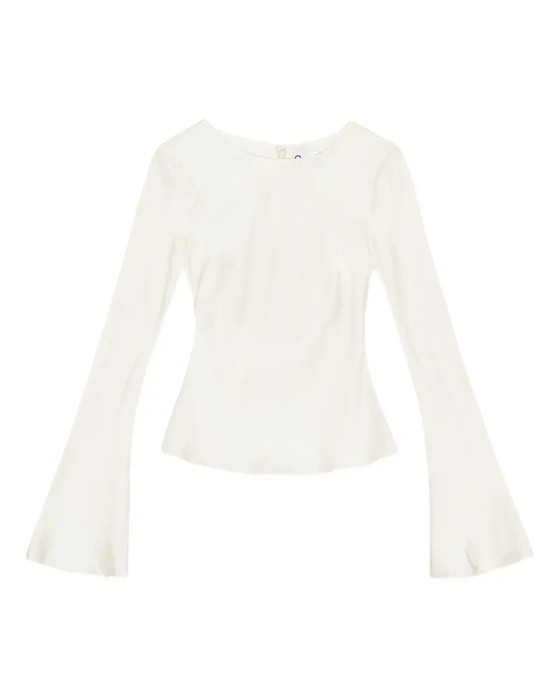Ganni Klassische Satinbluse - Weiß Weiß