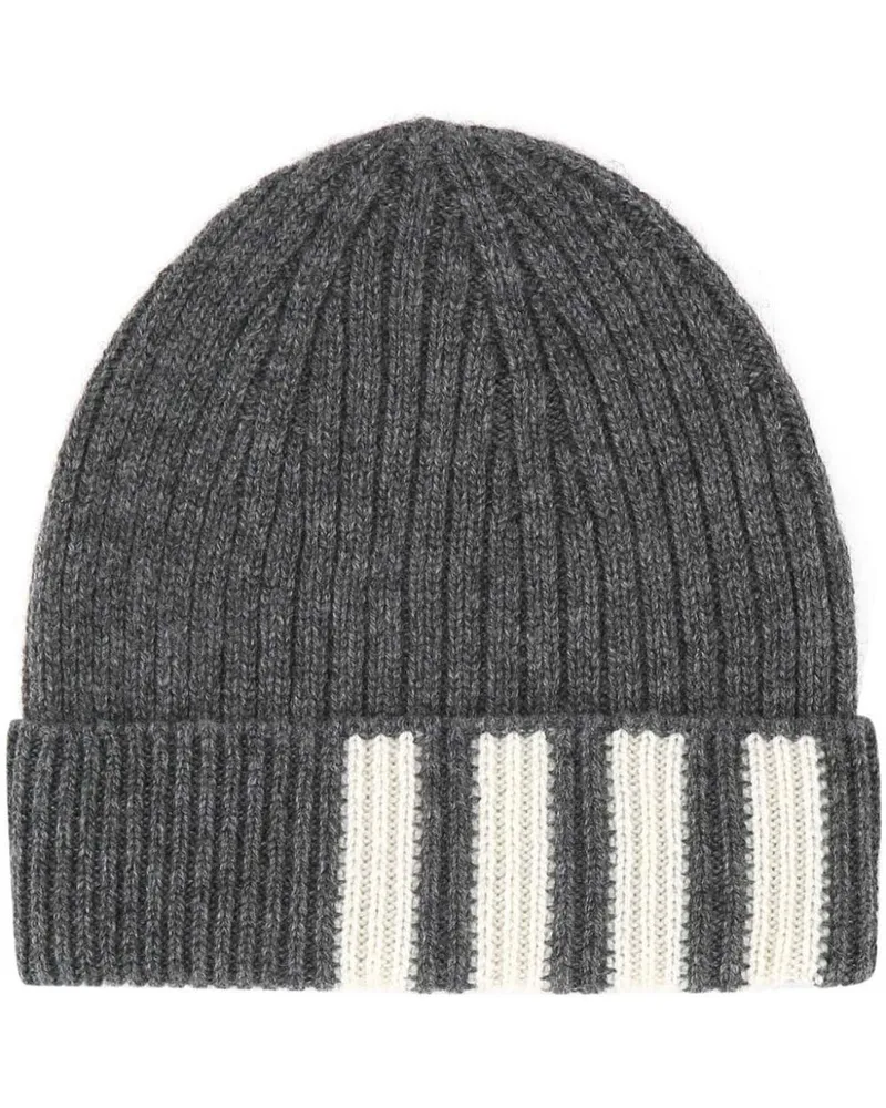 Thom Browne Gerippte Kaschmir-Mütze - Grau Grau