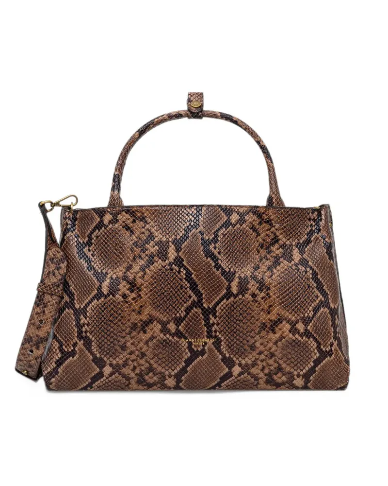 Gianni Chiarini Amal Tote Bag mit Schlangen-Effekt - Braun Braun