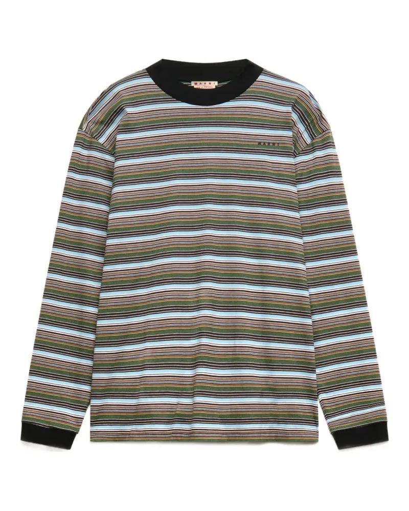 Marni striped embroidered T-shirt - Braun Braun