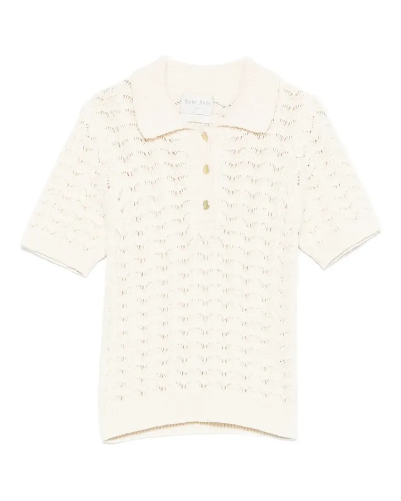forte_forte openwork polo shirt - Nude Nude