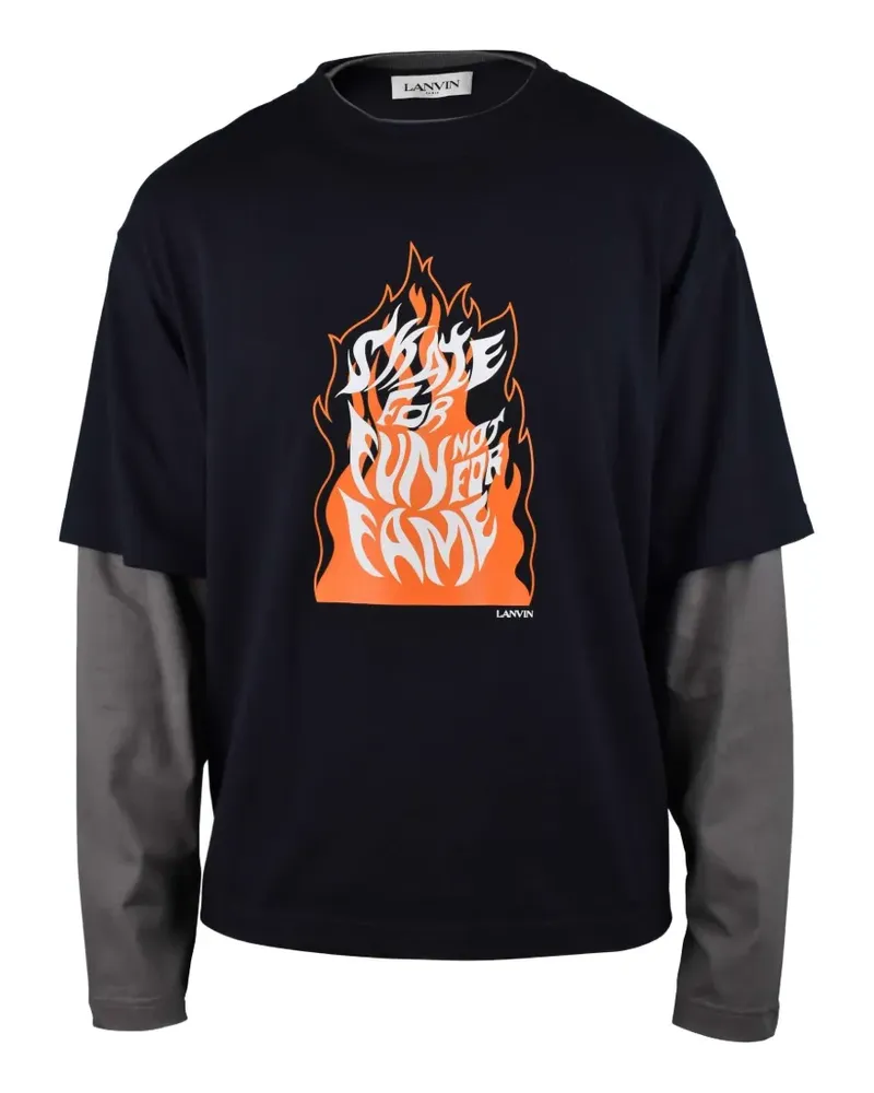 Lanvin Flames T-Shirt im Layering-Look - Blau Blau