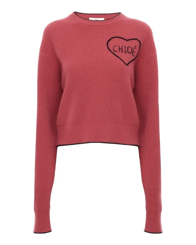 Chloé Pullover mit Herzstickerei - Rot Rot