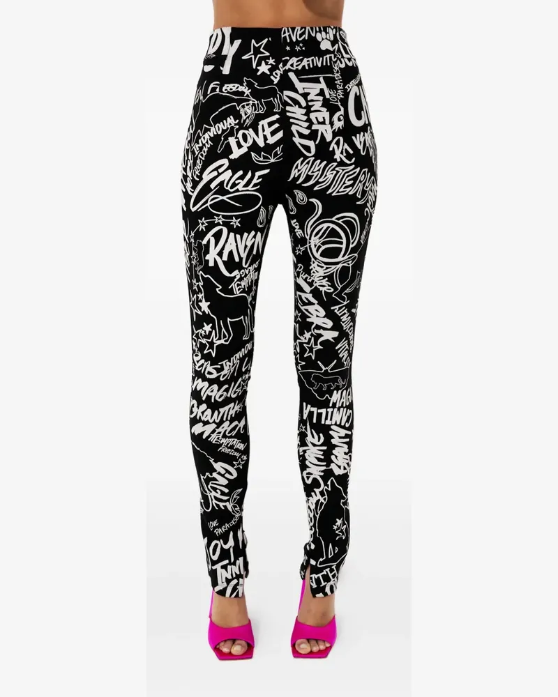 Camilla Spirit Scribble high-waisted trousers - Schwarz Schwarz