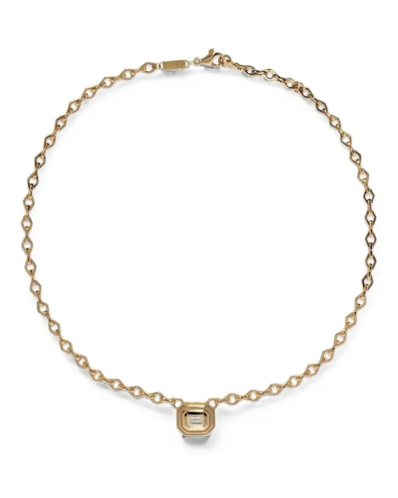 AZLEE Staircase diamond necklace - Gold Gold