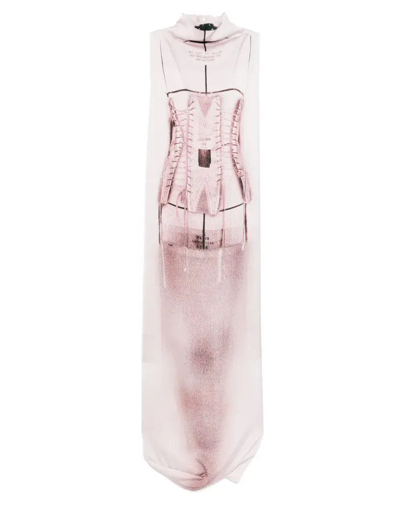 Jean Paul Gaultier Maxikleid mit Bustier-Print - Weiß Weiß