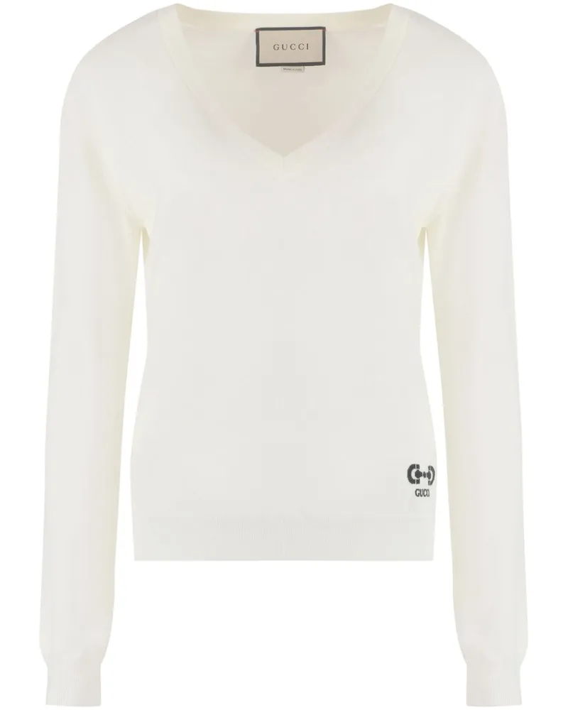 Gucci Pullover mit V-Ausschnitt - Weiß Weiß