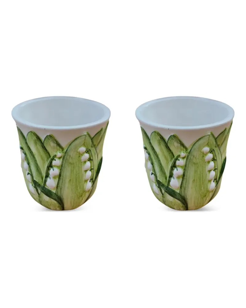 Les-Ottomans Trinkglas mit Blumenmotiv - Grün Grün