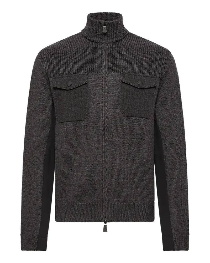 Moncler Grenoble panelled zip-up cardigan - Grau Grau