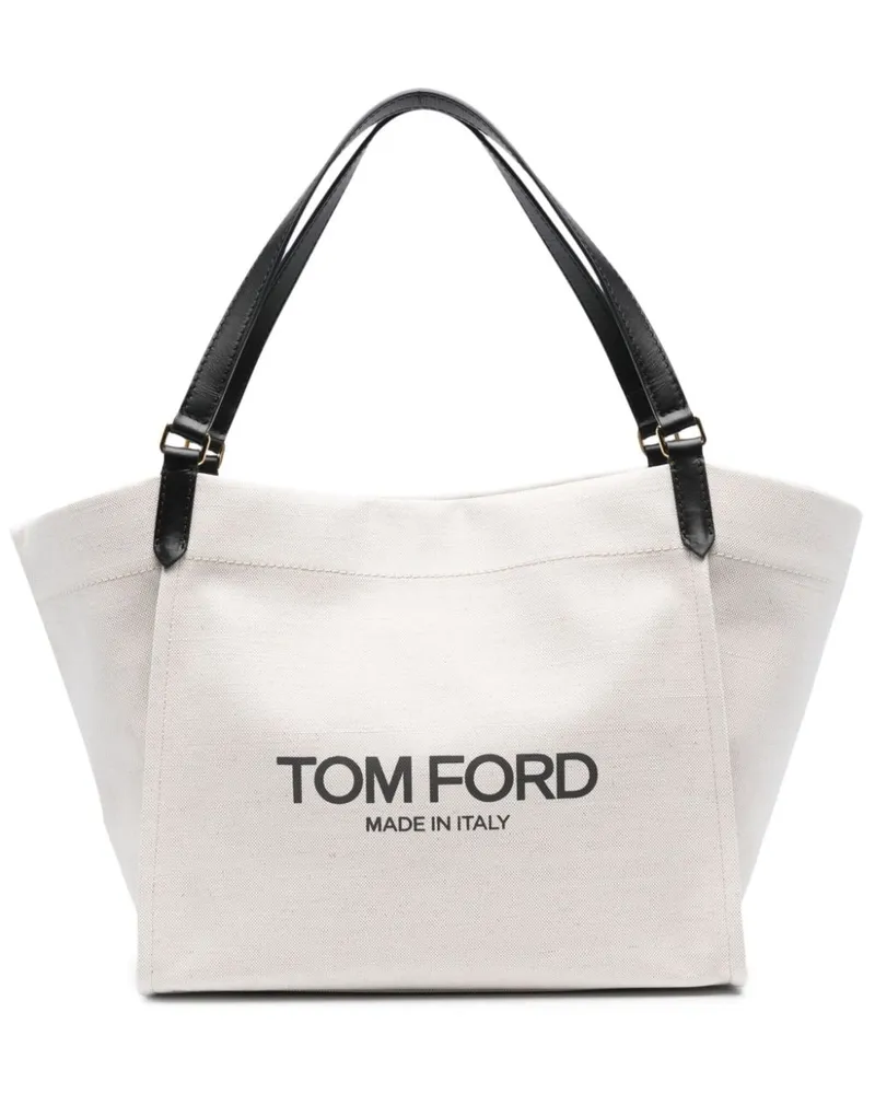 Tom Ford Mittelgroße Amalfi Handtasche aus Canvas - Nude Nude